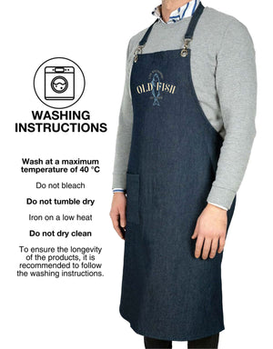 Custom MasterChef Denim Apron with Logo – Navy Blue Chef Apron, 400 g/m² Denim - Pamusan.com