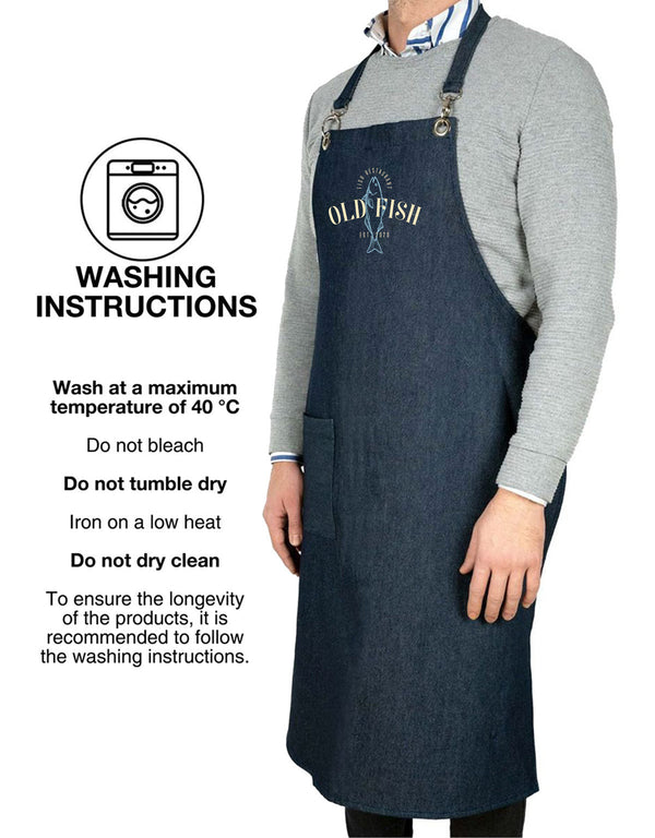 Custom MasterChef Denim Apron with Logo – Navy Blue Chef Apron, 400 g/m² Denim - Pamusan.com