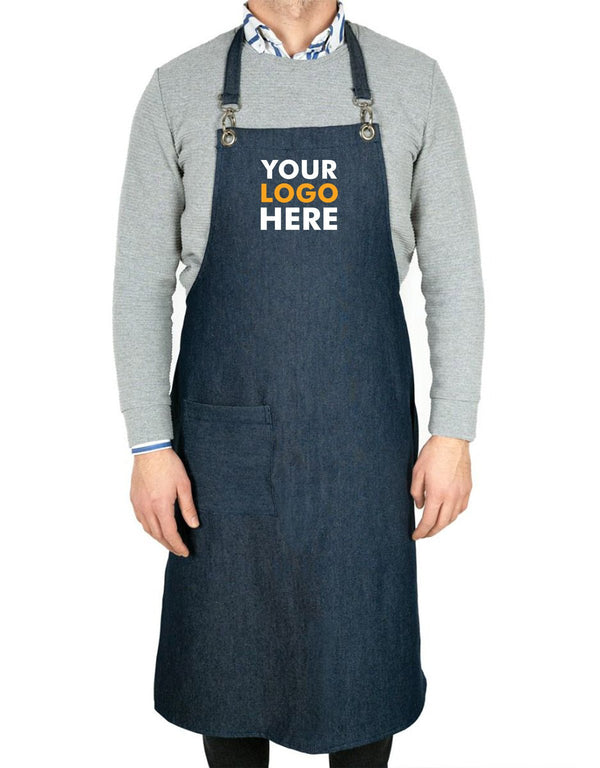 Custom MasterChef Denim Apron with Logo – Navy Blue Chef Apron, 400 g/m² Denim - Pamusan.com