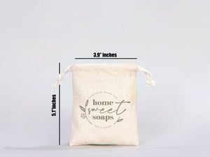 Custom Muslin Bags - 4"W x 5"H (10 x 13 cm) Organic Cotton Favor Bags - Wedding Favor Drawstring Bags - Jewelry - Gift - Produce - Packing Bags - Pamusan.com