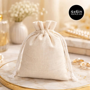 Custom Natural Cotton Drawstring Pouch – 4" × 6" (10 × 14.5 cm) - 4 oz - Pamusan.com