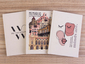 Personalized Canvas Cover 6"x8" Notebook - Text or Logo Print - Pamusan.com