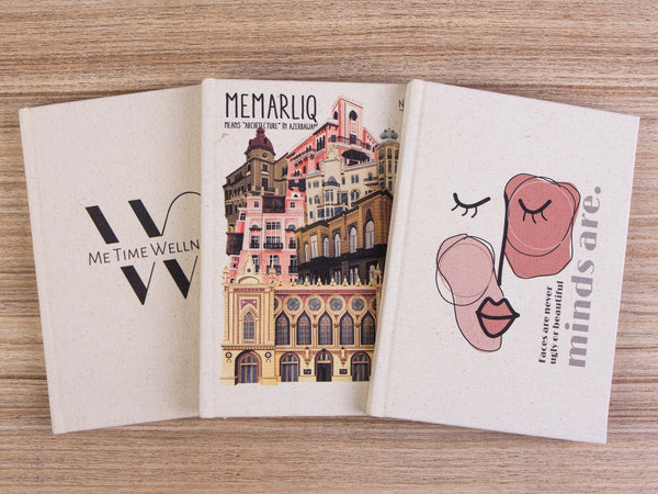 Personalized Canvas Cover 6"x8" Notebook - Text or Logo Print - Pamusan.com