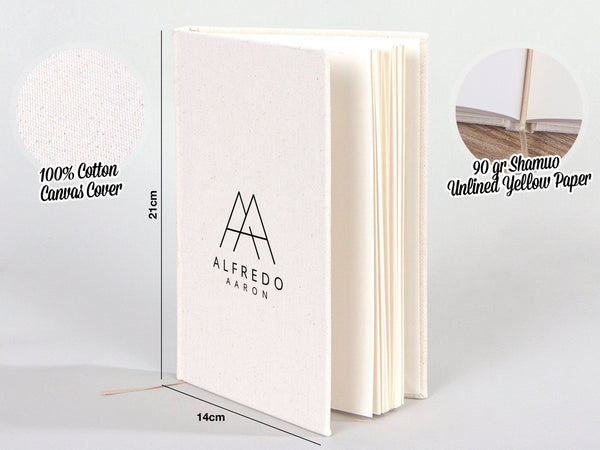 Personalized Canvas Cover 6"x8" Notebook - Text or Logo Print - Pamusan.com