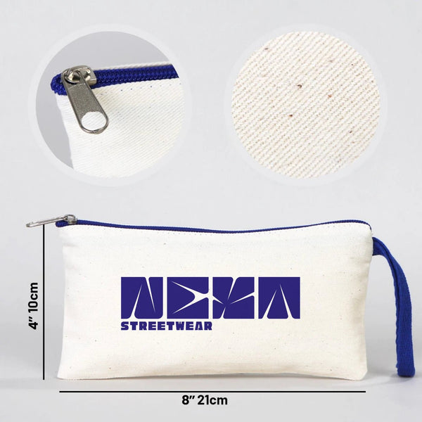 Custom Pencil Case 8" × 4" (21 × 10 cm) 6 oz – Saxe Blue Zipper - Pamusan.com