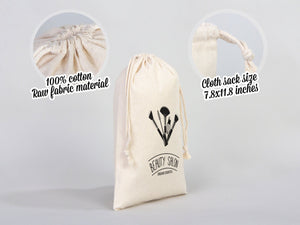 Custom Pouches, Logo Pouch Bag - 8"W x 12"H (20 x 30 cm) Personalized Cotton Muslin Bag - Personalized Organic Cotton Mini Favor Bag - Pamusan.com