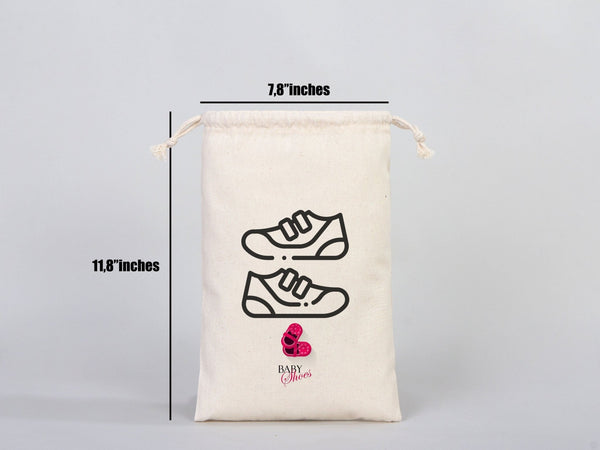 Custom Pouches, Logo Pouch Bag - 8"W x 12"H (20 x 30 cm) Personalized Cotton Muslin Bag - Personalized Organic Cotton Mini Favor Bag - Pamusan.com