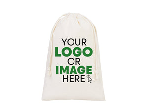 Custom Pouches, Logo Pouch Bag - 8"W x 12"H (20 x 30 cm) Personalized Cotton Muslin Bag - Personalized Organic Cotton Mini Favor Bag - Pamusan.com