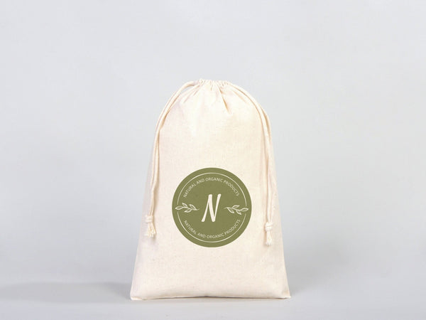 Custom Pouches, Logo Pouch Bag - 8"W x 12"H (20 x 30 cm) Personalized Cotton Muslin Bag - Personalized Organic Cotton Mini Favor Bag - Pamusan.com