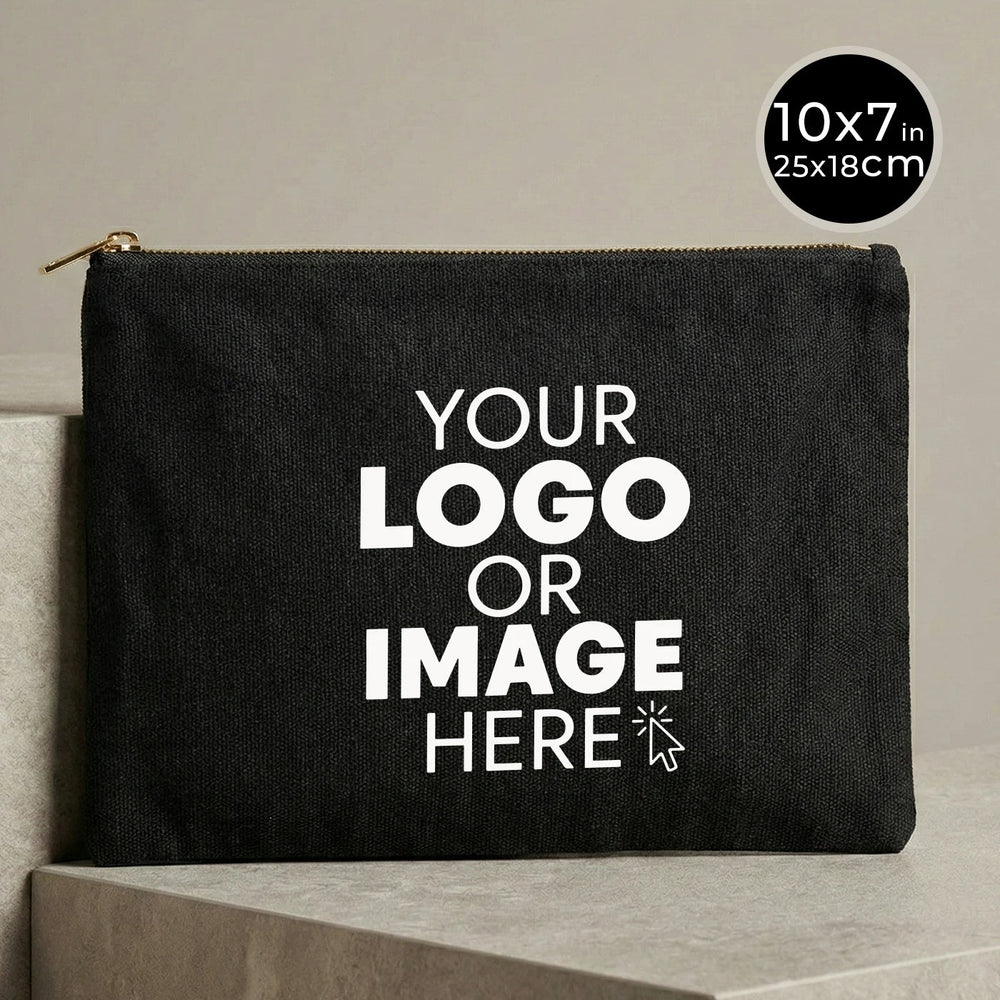 Custom Printed Black Canvas Clutch Pouch – 10" × 7" (25 × 18 cm) – 10 oz - Pamusan.com
