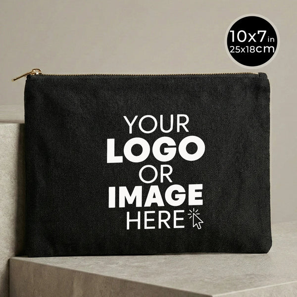 Custom Printed Black Canvas Clutch Pouch – 10" × 7" (25 × 18 cm) – 10 oz - Pamusan.com