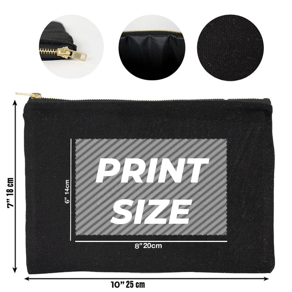 Custom Printed Black Canvas Clutch Pouch – 10" × 7" (25 × 18 cm) – 10 oz - Pamusan.com