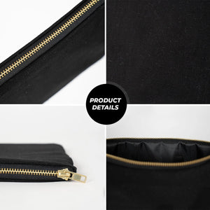 Custom Printed Black Canvas Clutch Pouch – 10" × 7" (25 × 18 cm) – 10 oz - Pamusan.com