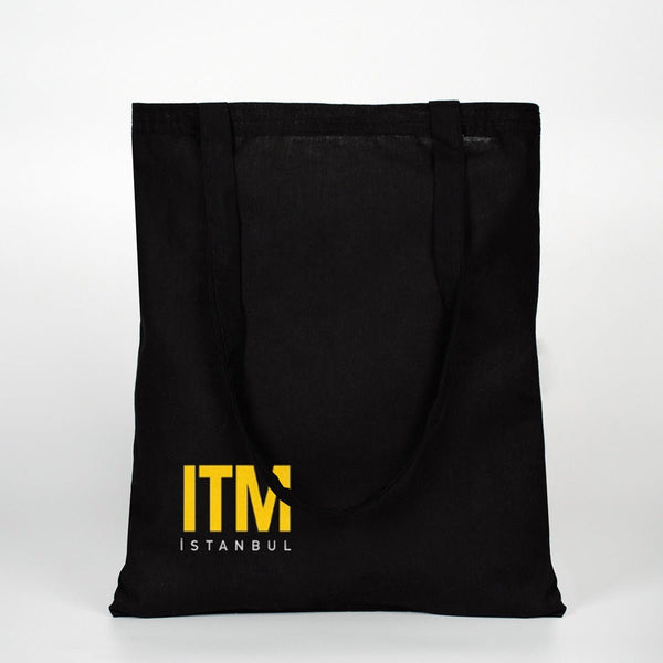 Custom Printed Black Cotton Tote Bag – 14" × 16" (35 × 40 cm) – 4 oz - Pamusan.com