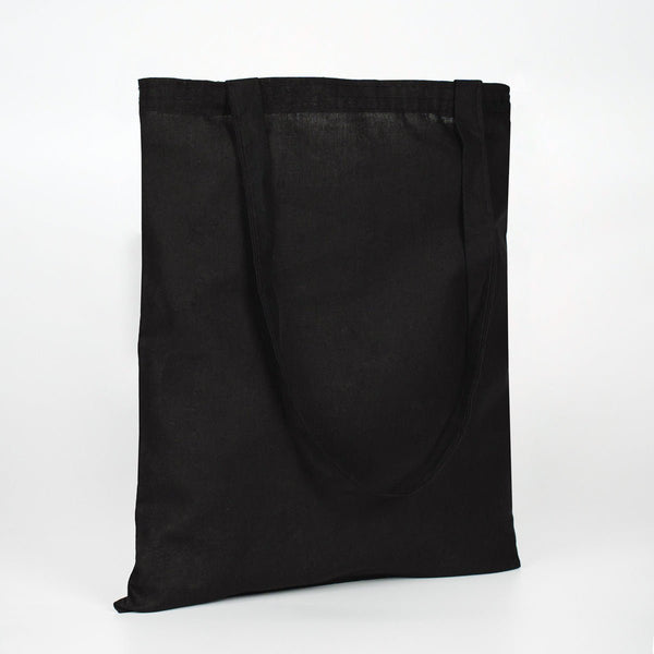 Custom Printed Black Cotton Tote Bag – 14" × 16" (35 × 40 cm) – 4 oz - Pamusan.com