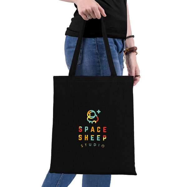 Custom Printed Black Cotton Tote Bag – 14" × 16" (35 × 40 cm) – 4 oz - Pamusan.com