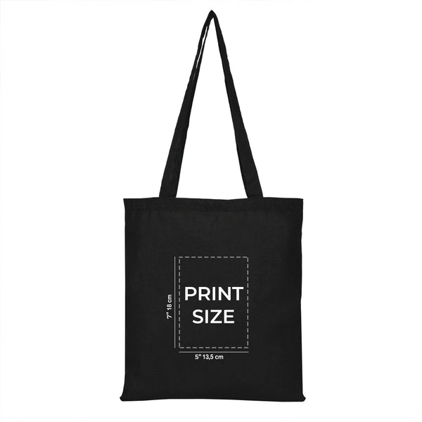Custom Printed Black Cotton Tote Bag – 14" × 16" (35 × 40 cm) – 4 oz - Pamusan.com