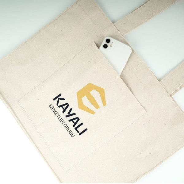 Custom Printed Canvas Tote Bag with Front Pocket – 18" × 14" × 4" (45 × 35 × 10 cm) – Full Gusset – 10 oz - Pamusan.com