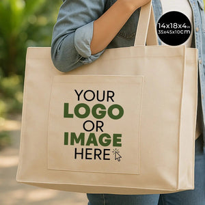 Custom Printed Canvas Tote Bag with Front Pocket – 18" × 14" × 4" (45 × 35 × 10 cm) – Full Gusset – 10 oz - Pamusan.com