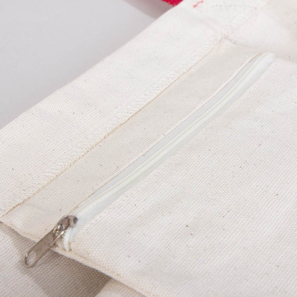 Custom Printed Canvas Tote Bag with Red Woven Handles – 18" × 14" × 3" (45 × 35 × 8 cm) – Thick 10 oz Cotton - Pamusan.com