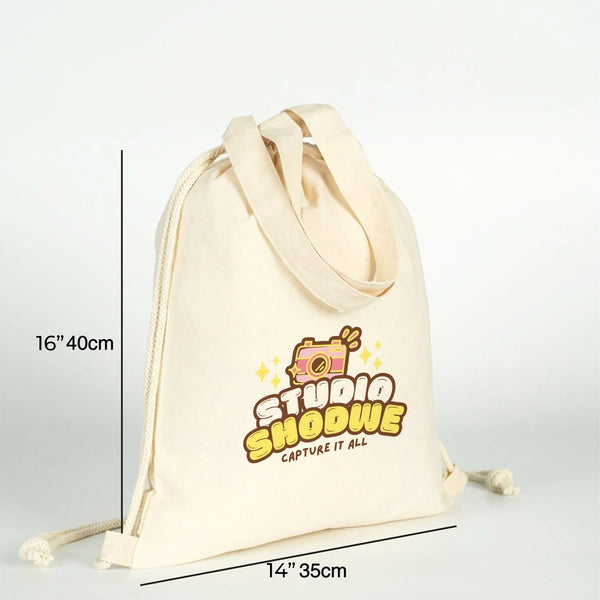 Custom Printed Cotton Drawstring Backpack 14×16 in (35×40 cm), 4 oz – Eco - Friendly Bag - Pamusan.com
