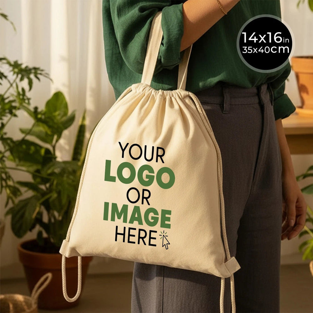 Custom Printed Cotton Drawstring Backpack 14×16 in (35×40 cm), 4 oz – Eco - Friendly Bag - Pamusan.com
