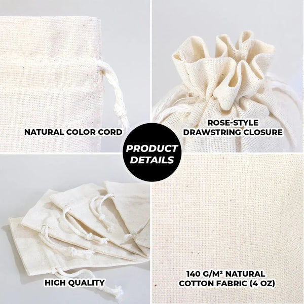 Custom Printed Cotton Drawstring Pouch – Natural Color, 4" × 6" (10 × 14.5 cm), 4 oz - Pamusan.com