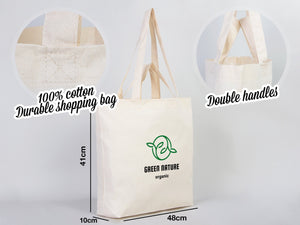 Custom Printed Cotton Grocery Tote Bag – 19"W x 16"H x 4"D Reusable Double Handle Shopping Bag - Pamusan.com