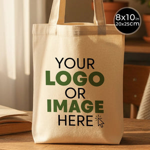 Custom Printed Cotton Tote Bag – 8" × 10" (20 × 25 cm) – 4 oz Natural Book Bag - Pamusan.com