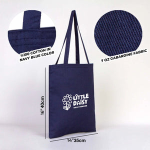Custom Printed Cotton Tote Bag – Navy Blue – 14" × 16" (35 × 40 cm) – 6 oz - Pamusan.com