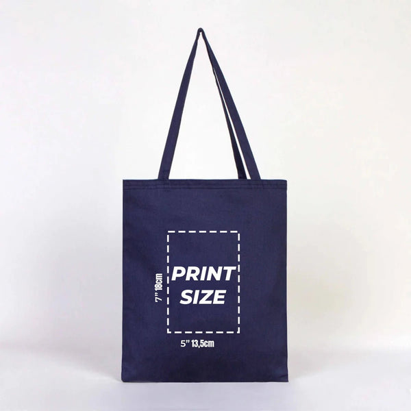 Custom Printed Cotton Tote Bag – Navy Blue – 14" × 16" (35 × 40 cm) – 6 oz - Pamusan.com