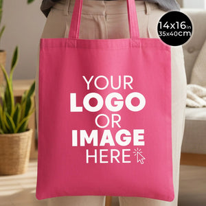 Custom Printed Cotton Tote Bag – Pink – 14" × 16" (35 × 40 cm) – 6 oz - Pamusan.com