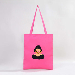 Custom Printed Cotton Tote Bag – Pink – 14" × 16" (35 × 40 cm) – 6 oz - Pamusan.com