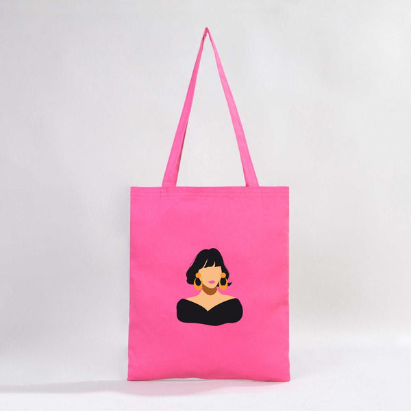 Custom Printed Cotton Tote Bag – Pink – 14" × 16" (35 × 40 cm) – 6 oz - Pamusan.com