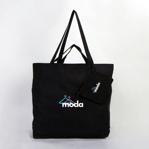Custom Printed Foldable Cotton Shopping Bag with Black Clutch – 19" × 16" × 4" (48 × 41 × 10 cm) - 4 oz - Pamusan.com