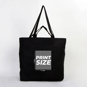Custom Printed Foldable Cotton Shopping Bag with Black Clutch – 19" × 16" × 4" (48 × 41 × 10 cm) - 4 oz - Pamusan.com