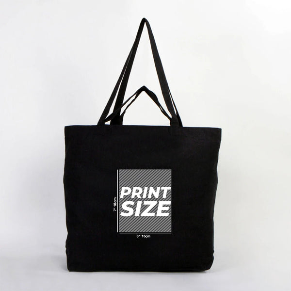 Custom Printed Foldable Cotton Shopping Bag with Black Clutch – 19" × 16" × 4" (48 × 41 × 10 cm) - 4 oz - Pamusan.com