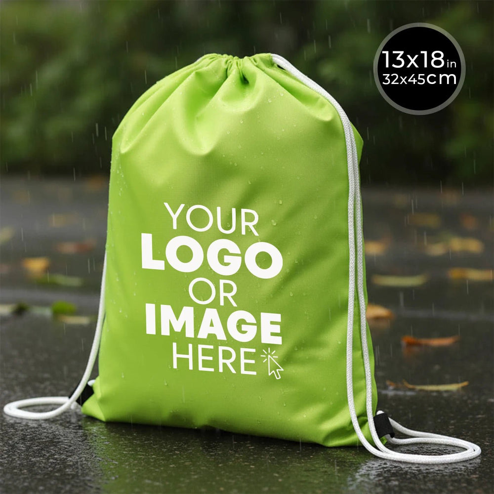 Custom Printed Impertex Drawstring Backpack 13×18 in (32×45 cm) – Green - Pamusan.com