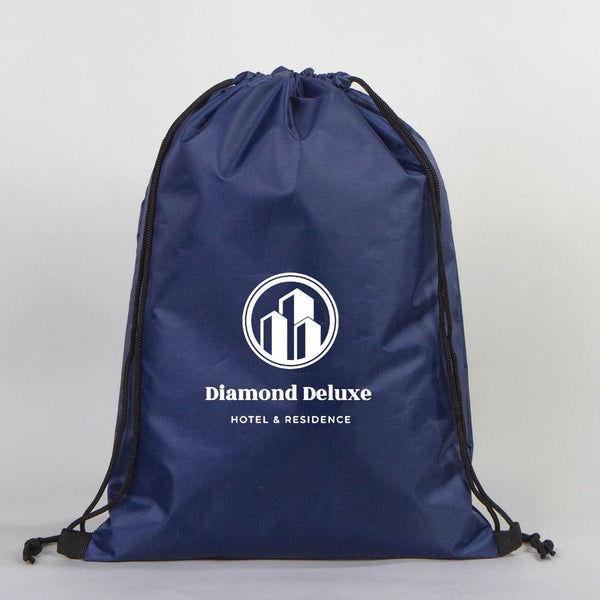 Custom Printed Impertex Drawstring Backpack 13×18 in (32×45 cm) – Navy Blue - Pamusan.com
