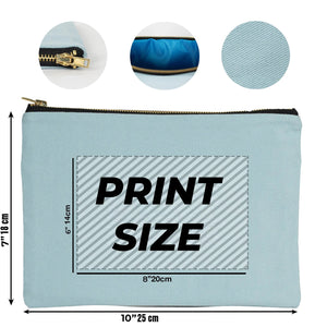 Custom Printed Light Blue Canvas Clutch Pouch – 10" × 7" (25 × 18 cm) – 10 oz - Pamusan.com
