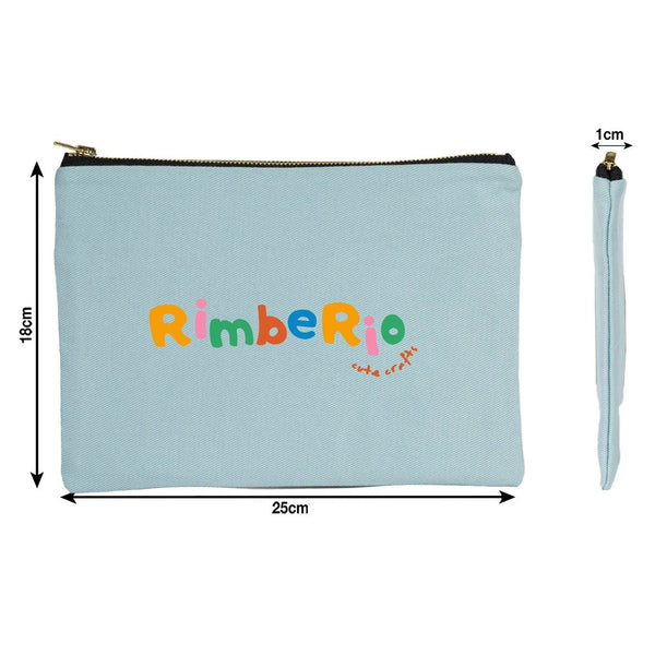 Custom Printed Light Blue Canvas Clutch Pouch – 10" × 7" (25 × 18 cm) – 10 oz - Pamusan.com