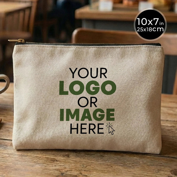 Custom Printed Natural Canvas Clutch Pouch – 10" × 7" (25 × 18 cm) – 10 oz - Pamusan.com