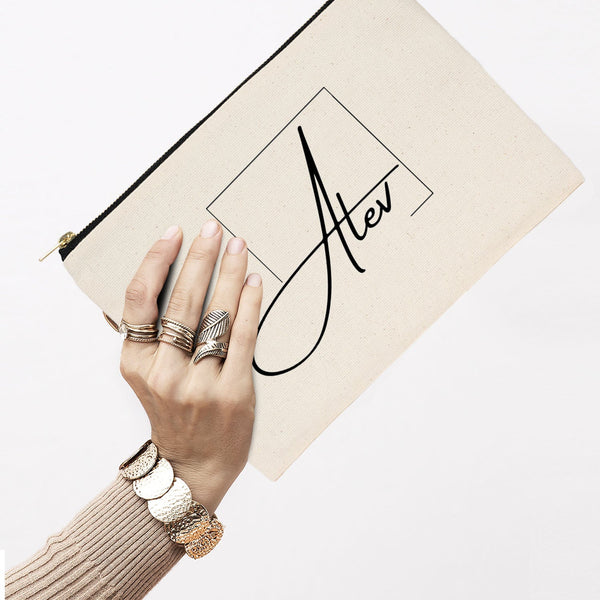 Custom Printed Natural Canvas Clutch Pouch – 10" × 7" (25 × 18 cm) – 10 oz - Pamusan.com