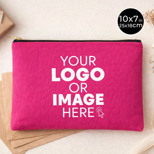 Custom Printed Pink Canvas Clutch Pouch – 10" × 7" (25 × 18 cm) – 10 oz - Pamusan.com