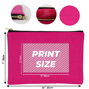 Custom Printed Pink Canvas Clutch Pouch – 10" × 7" (25 × 18 cm) – 10 oz - Pamusan.com