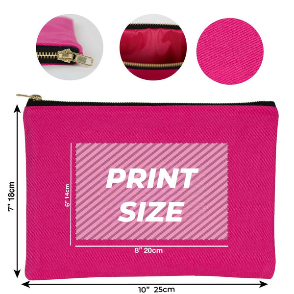 Custom Printed Pink Canvas Clutch Pouch – 10" × 7" (25 × 18 cm) – 10 oz - Pamusan.com