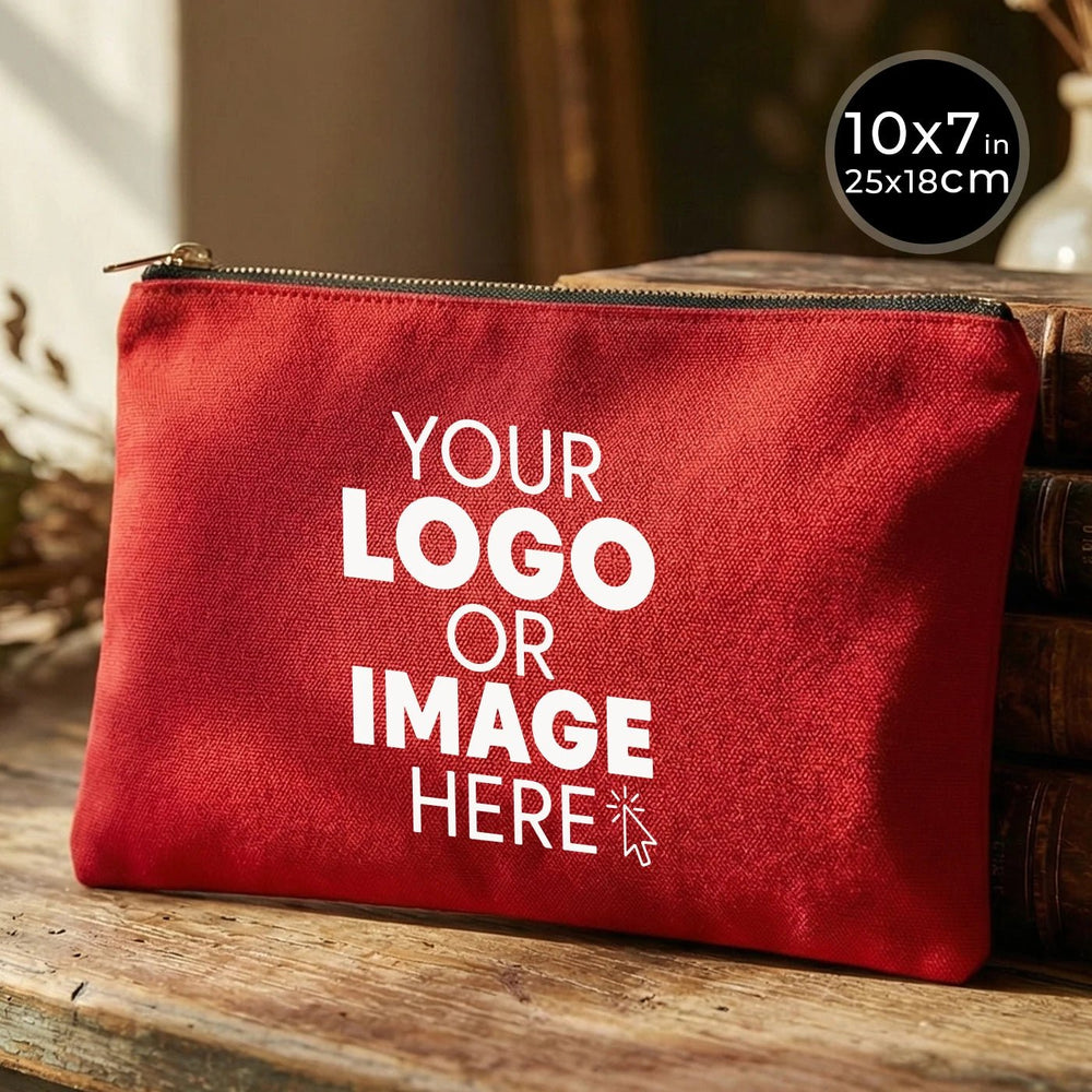 Custom Printed Red Canvas Clutch Pouch – 10" × 7" (25 × 18 cm) – 10 oz - Pamusan.com