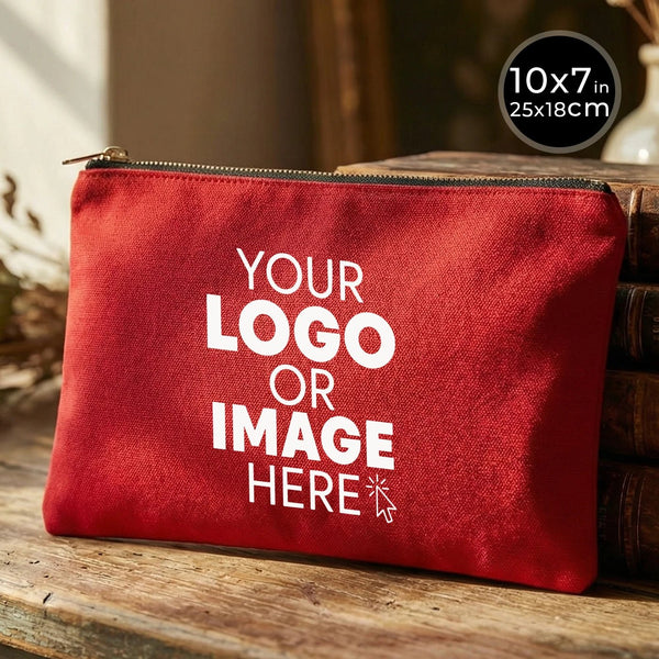 Custom Printed Red Canvas Clutch Pouch – 10" × 7" (25 × 18 cm) – 10 oz - Pamusan.com
