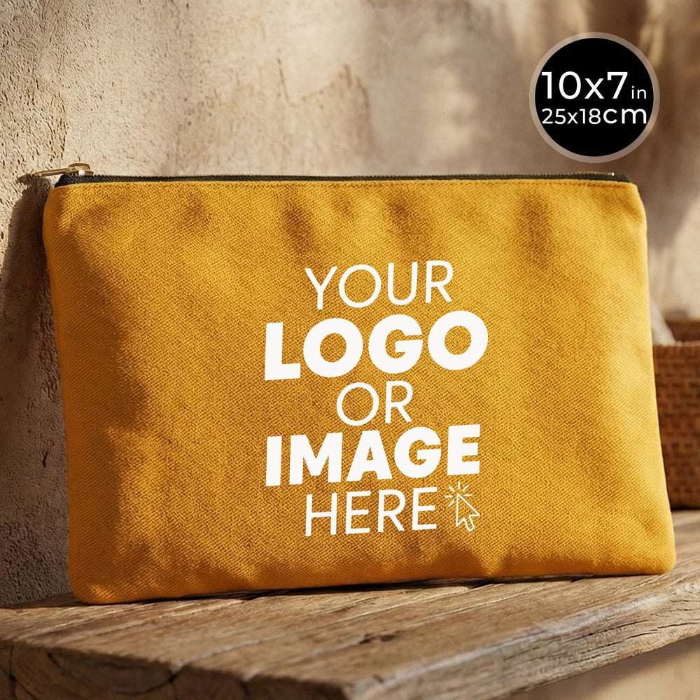 Custom Printed Yellow Canvas Clutch Pouch – 10" × 7" (25 × 18 cm) – 10 oz - Pamusan.com