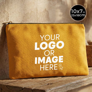 Custom Printed Yellow Canvas Clutch Pouch – 10" × 7" (25 × 18 cm) – 10 oz - Pamusan.com